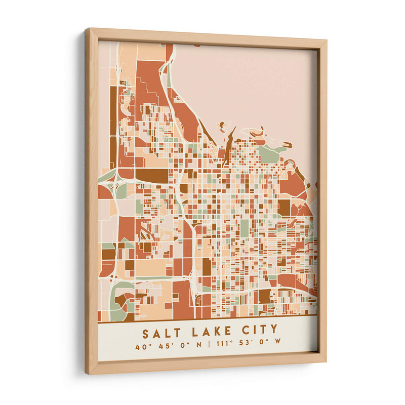 Salt Lake City, Mapas negros Tonos tierra 73 - Emiliano Deificus | Cuadro decorativo de Canvas Lab