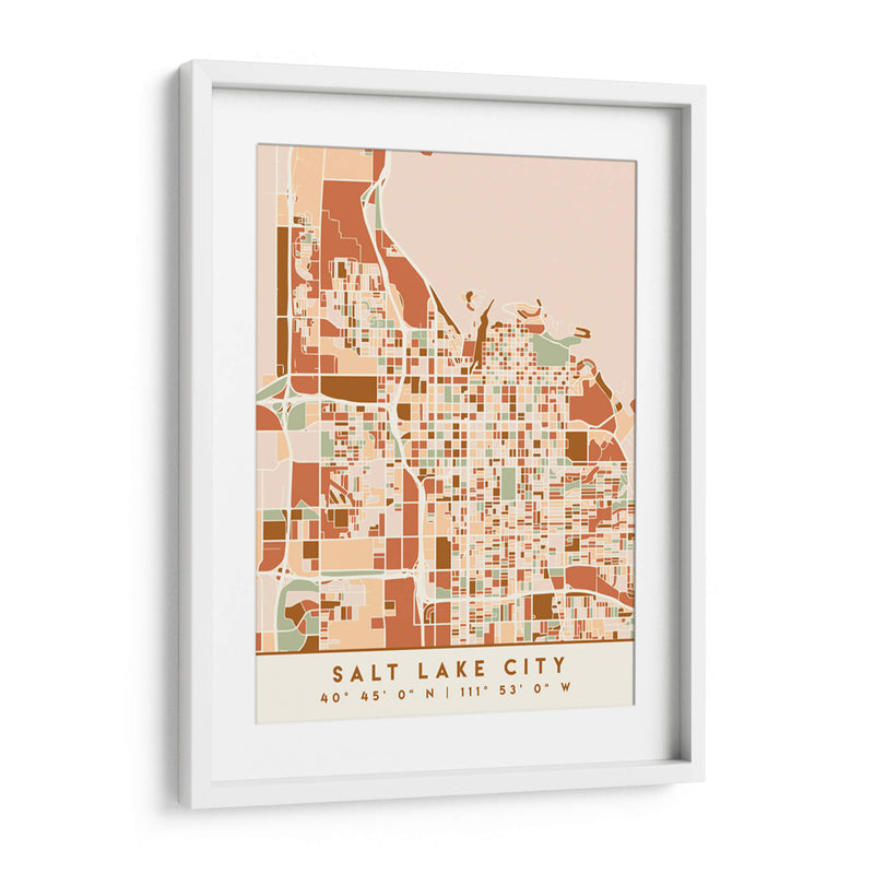 Salt Lake City, Mapas negros Tonos tierra 73 - Emiliano Deificus | Cuadro decorativo de Canvas Lab