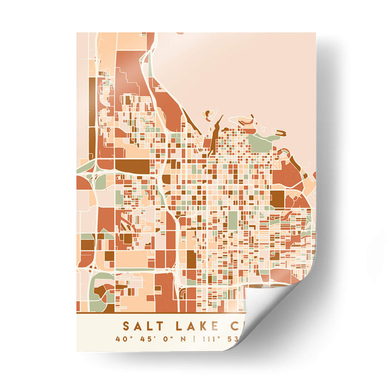 Salt Lake City, Mapas negros Tonos tierra 73 - Emiliano Deificus | Cuadro decorativo de Canvas Lab