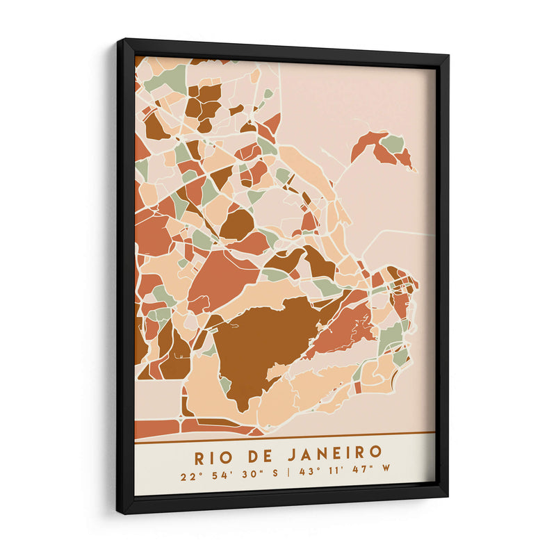 Rio de Janeiro, Mapas negros Tonos tierra 71 - Emiliano Deificus | Cuadro decorativo de Canvas Lab