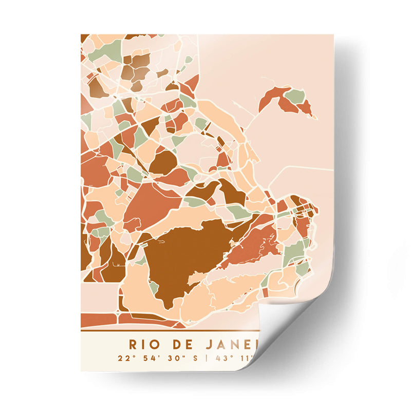 Rio de Janeiro, Mapas negros Tonos tierra 71 - Emiliano Deificus | Cuadro decorativo de Canvas Lab