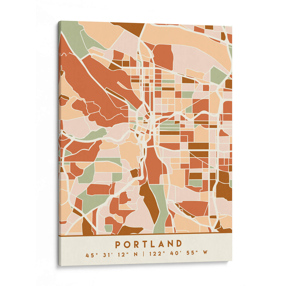 Portland, Mapas negros Tonos tierra 68 - Emiliano Deificus | Cuadro decorativo de Canvas Lab