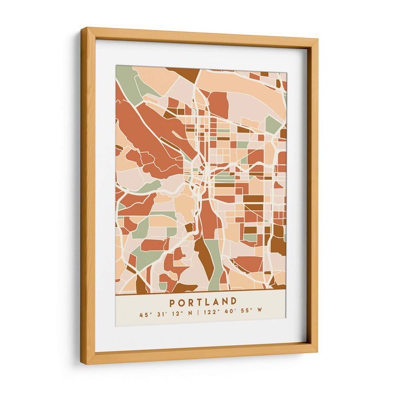Portland, Mapas negros Tonos tierra 68 - Emiliano Deificus | Cuadro decorativo de Canvas Lab