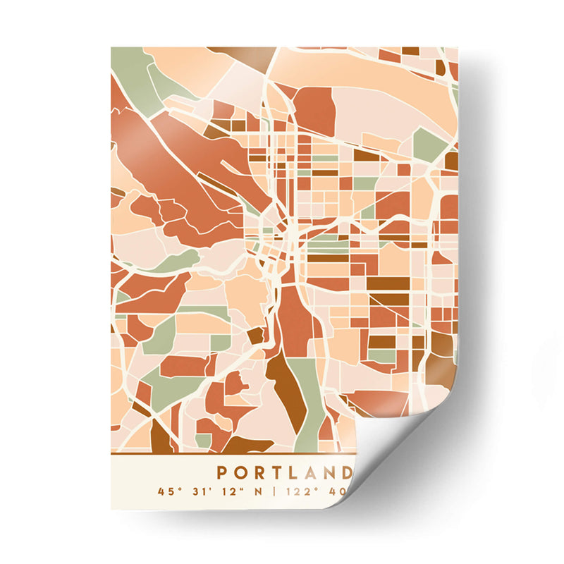 Portland, Mapas negros Tonos tierra 68 - Emiliano Deificus | Cuadro decorativo de Canvas Lab