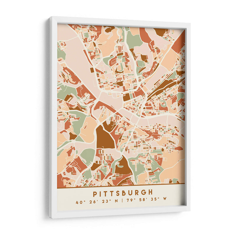 Pittsburgh, Mapas negros Tonos tierra 67 - Emiliano Deificus | Cuadro decorativo de Canvas Lab
