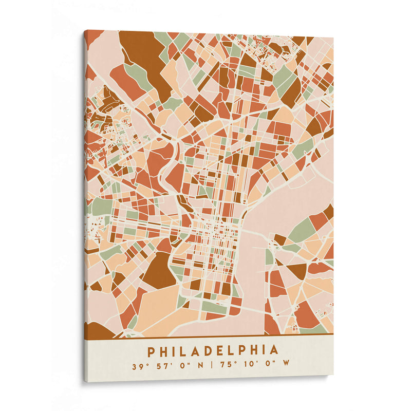 Filadelfia, Mapas negros Tonos tierra 65 - Emiliano Deificus | Cuadro decorativo de Canvas Lab