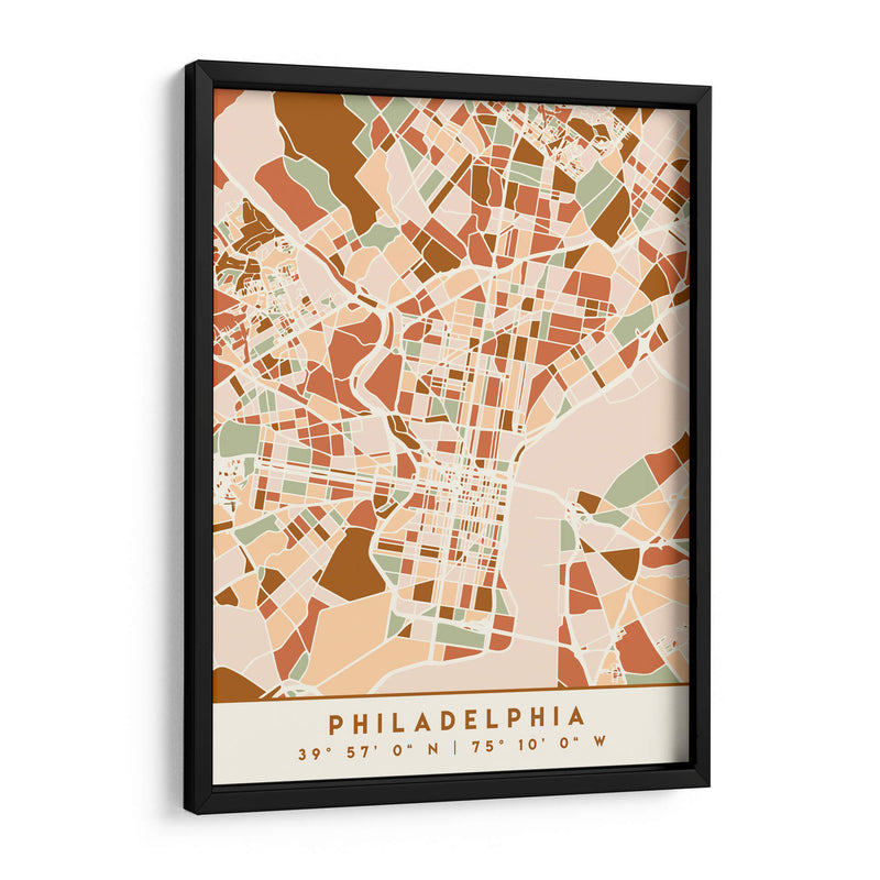 Filadelfia, Mapas negros Tonos tierra 65 - Emiliano Deificus | Cuadro decorativo de Canvas Lab