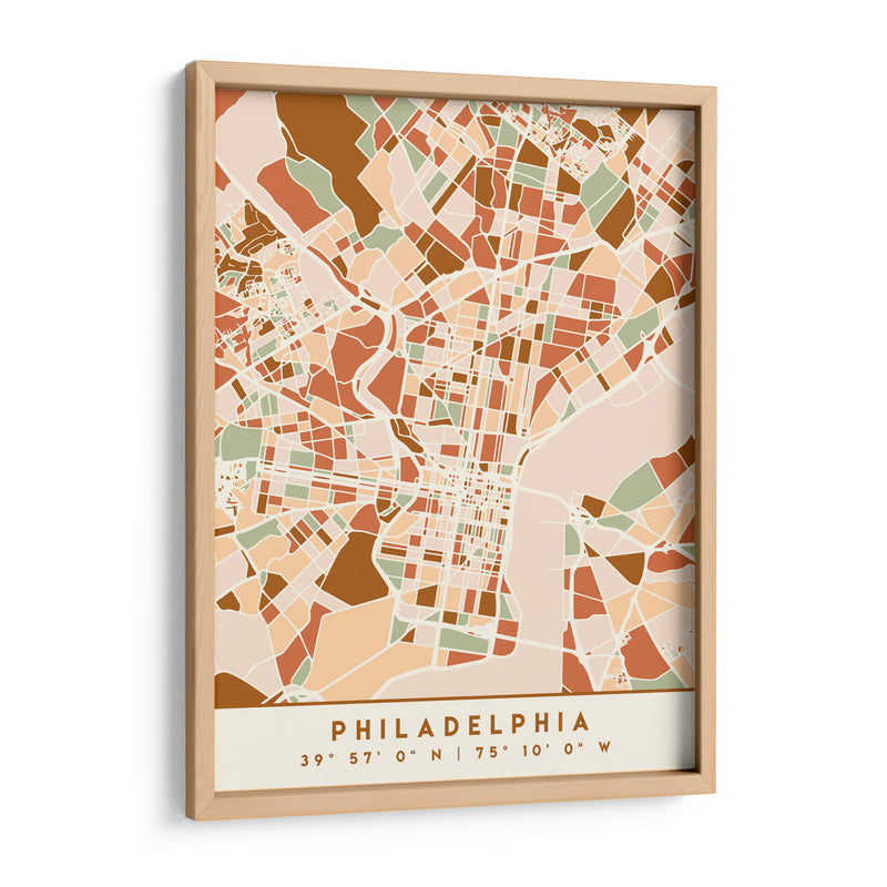 Filadelfia, Mapas negros Tonos tierra 65 - Emiliano Deificus | Cuadro decorativo de Canvas Lab