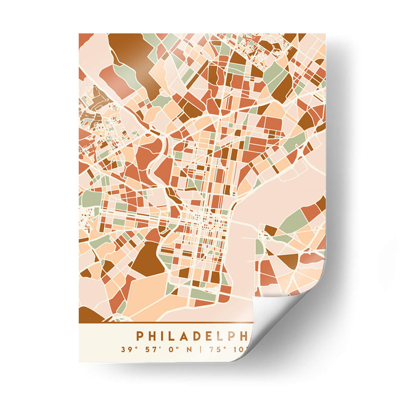 Filadelfia, Mapas negros Tonos tierra 65 - Emiliano Deificus | Cuadro decorativo de Canvas Lab