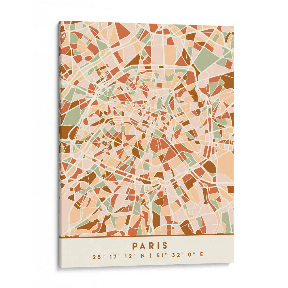 Paris, Mapas negros Tonos tierra 64 - Emiliano Deificus | Cuadro decorativo de Canvas Lab