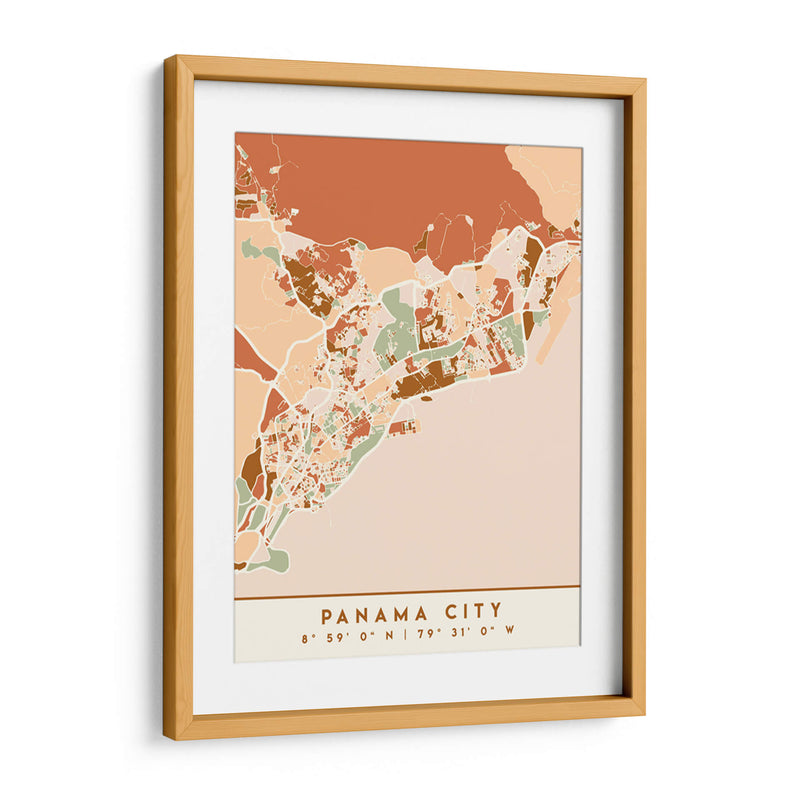 Ciudad de Panama, Mapas negros Tonos tierra 63 - Emiliano Deificus | Cuadro decorativo de Canvas Lab
