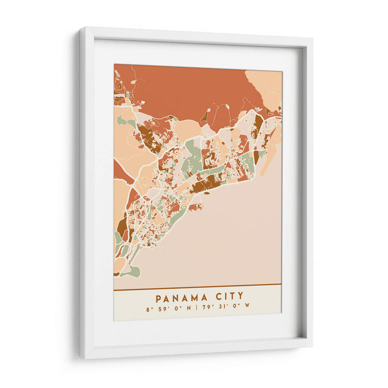 Ciudad de Panama, Mapas negros Tonos tierra 63 - Emiliano Deificus | Cuadro decorativo de Canvas Lab