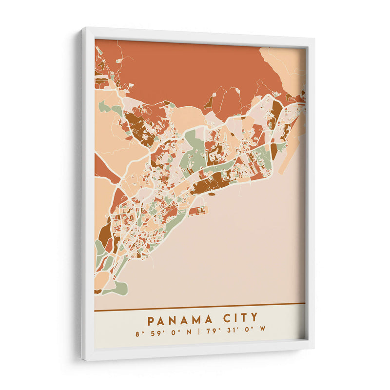Ciudad de Panama, Mapas negros Tonos tierra 63 - Emiliano Deificus | Cuadro decorativo de Canvas Lab
