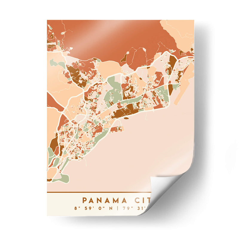 Ciudad de Panama, Mapas negros Tonos tierra 63 - Emiliano Deificus | Cuadro decorativo de Canvas Lab