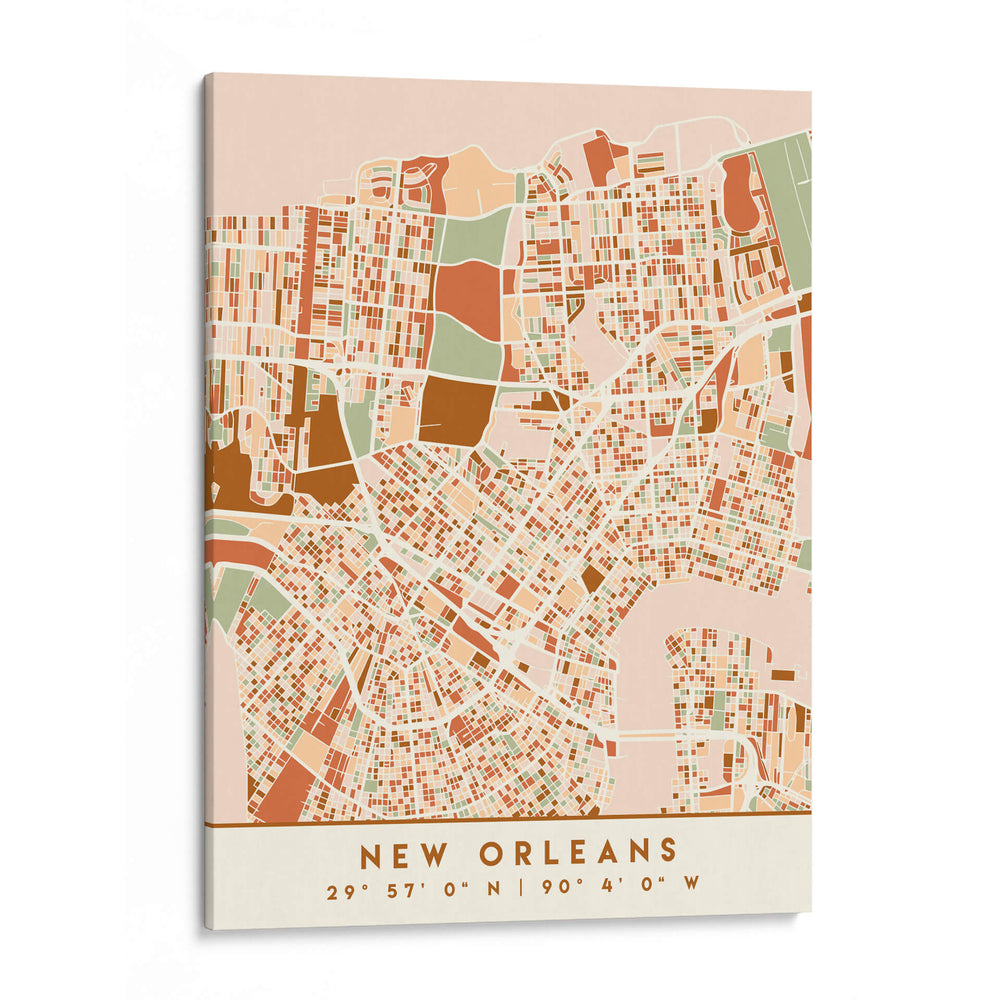 Nuevo Orleans, Mapas negros Tonos tierra 60 - Emiliano Deificus | Cuadro decorativo de Canvas Lab