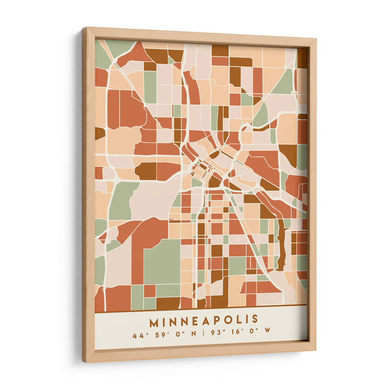 Minneapolis, Mapas negros Tonos tierra 55 - Emiliano Deificus | Cuadro decorativo de Canvas Lab