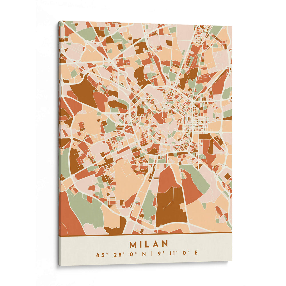 Milan, Mapas negros Tonos tierra 54 - Emiliano Deificus | Cuadro decorativo de Canvas Lab