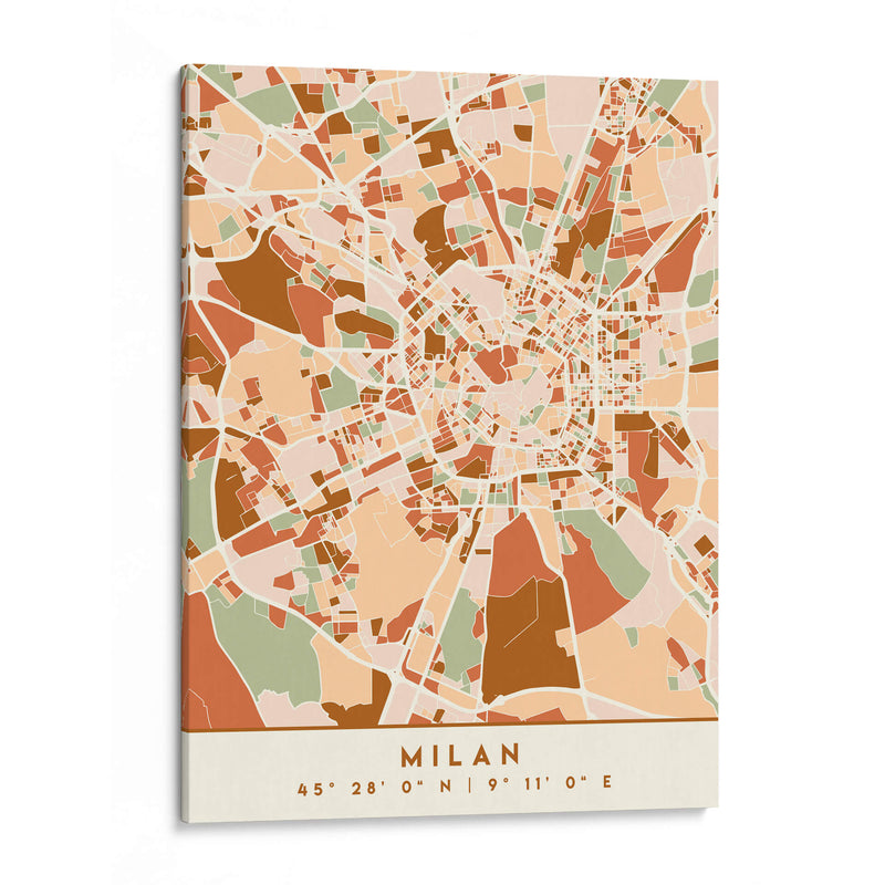 Milan, Mapas negros Tonos tierra 54 - Emiliano Deificus | Cuadro decorativo de Canvas Lab