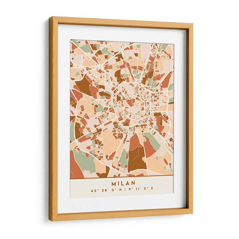 Milan, Mapas negros Tonos tierra 54 - Emiliano Deificus | Cuadro decorativo de Canvas Lab