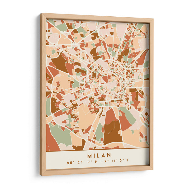 Milan, Mapas negros Tonos tierra 54 - Emiliano Deificus | Cuadro decorativo de Canvas Lab