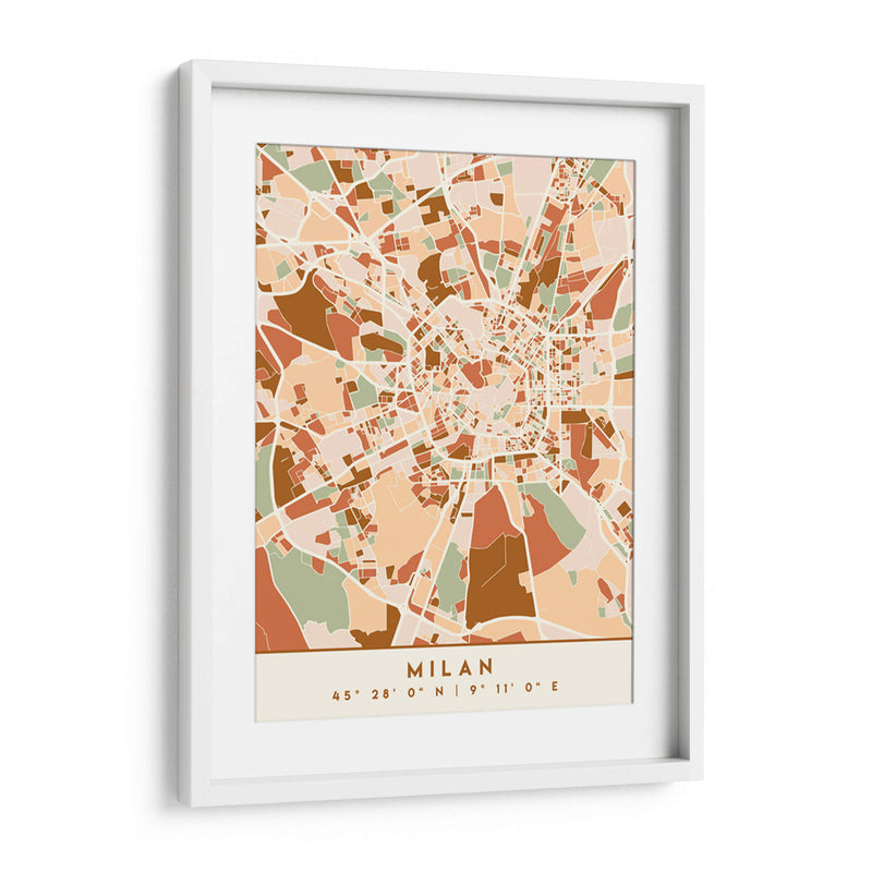 Milan, Mapas negros Tonos tierra 54 - Emiliano Deificus | Cuadro decorativo de Canvas Lab