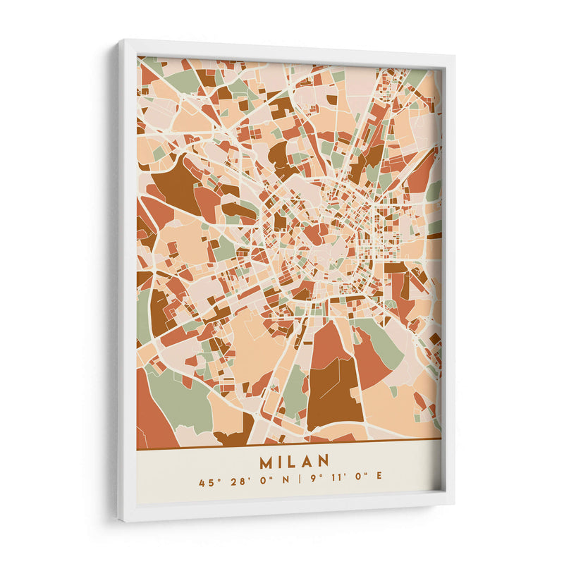 Milan, Mapas negros Tonos tierra 54 - Emiliano Deificus | Cuadro decorativo de Canvas Lab