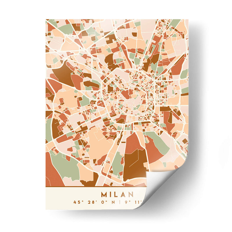 Milan, Mapas negros Tonos tierra 54 - Emiliano Deificus | Cuadro decorativo de Canvas Lab