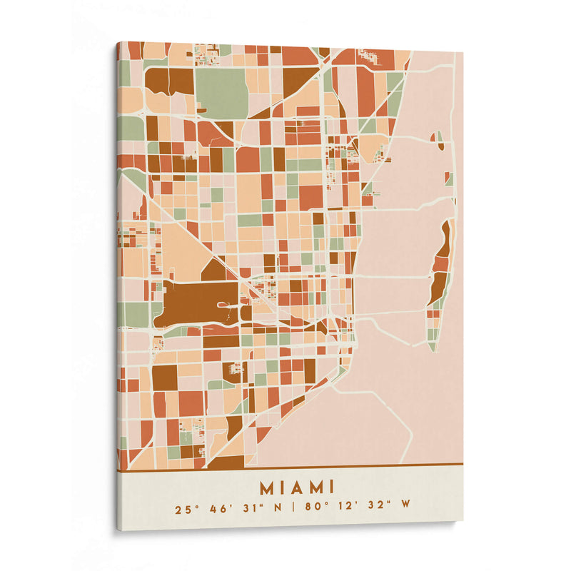 Miami, Mapas negros Tonos tierra 53 - Emiliano Deificus | Cuadro decorativo de Canvas Lab