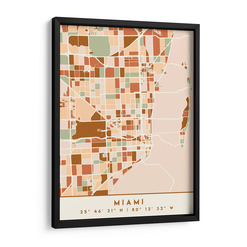 Miami, Mapas negros Tonos tierra 53 - Emiliano Deificus | Cuadro decorativo de Canvas Lab
