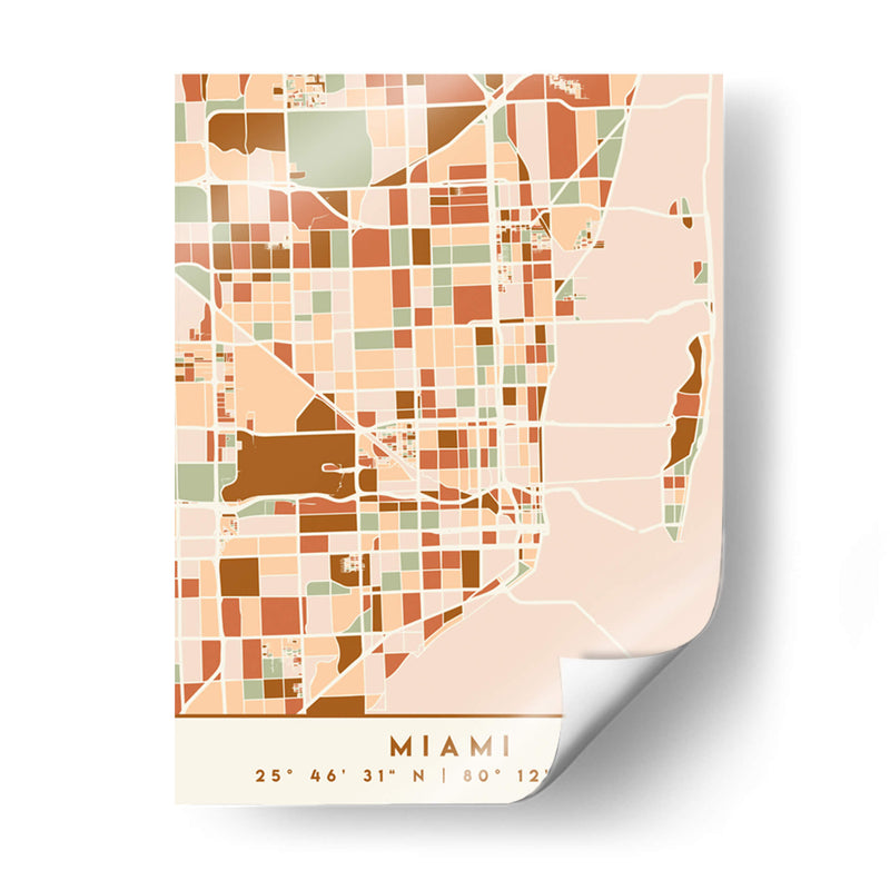 Miami, Mapas negros Tonos tierra 53 - Emiliano Deificus | Cuadro decorativo de Canvas Lab