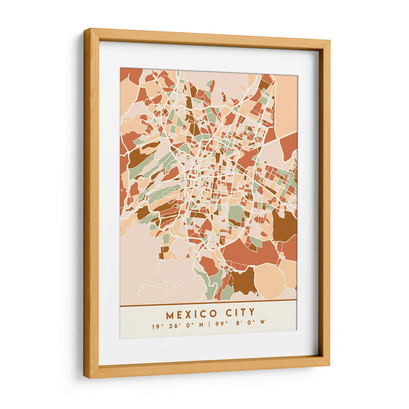 Ciudad de Mexico, Mapas negros Tonos tierra 52 - Emiliano Deificus | Cuadro decorativo de Canvas Lab