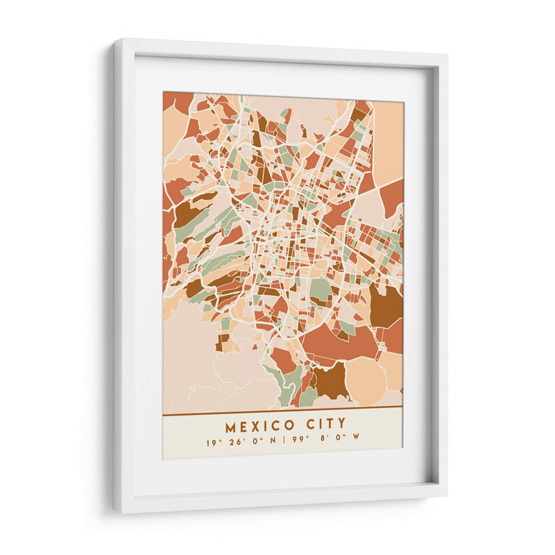 Ciudad de Mexico, Mapas negros Tonos tierra 52 - Emiliano Deificus | Cuadro decorativo de Canvas Lab