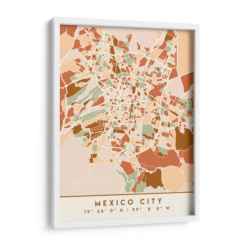 Ciudad de Mexico, Mapas negros Tonos tierra 52 - Emiliano Deificus | Cuadro decorativo de Canvas Lab