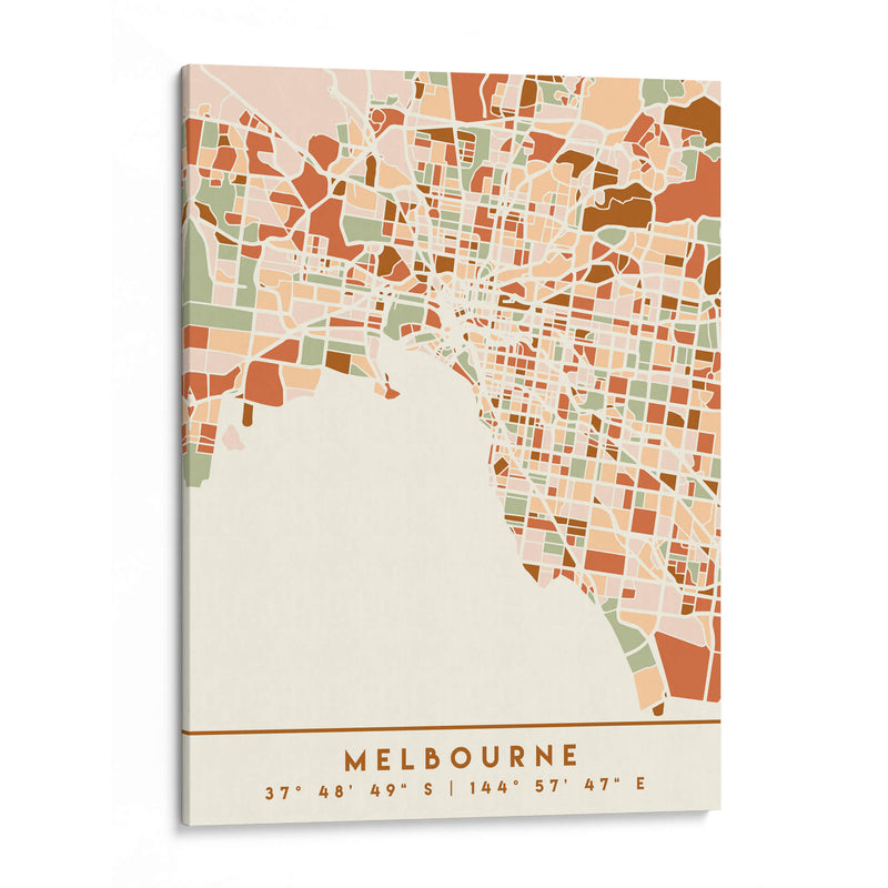 Melbourne, Mapas negros Tonos tierra 50 - Emiliano Deificus | Cuadro decorativo de Canvas Lab