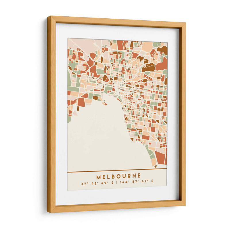 Melbourne, Mapas negros Tonos tierra 50 - Emiliano Deificus | Cuadro decorativo de Canvas Lab