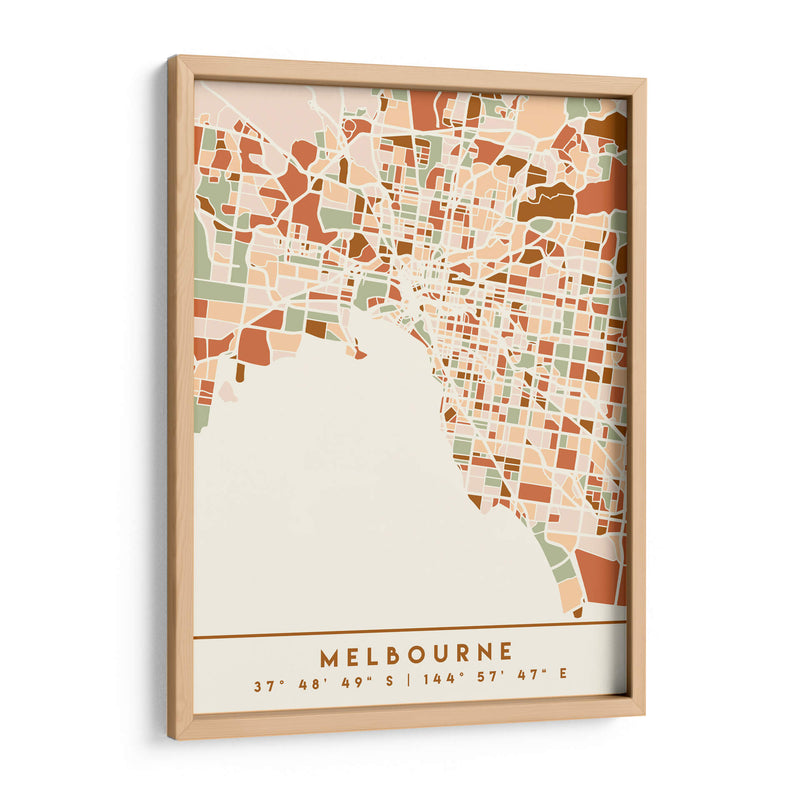 Melbourne, Mapas negros Tonos tierra 50 - Emiliano Deificus | Cuadro decorativo de Canvas Lab
