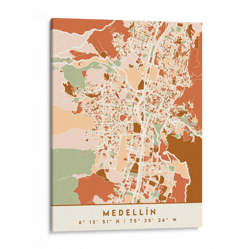 Medellin, Mapas negros Tonos tierra 49 - Emiliano Deificus | Cuadro decorativo de Canvas Lab