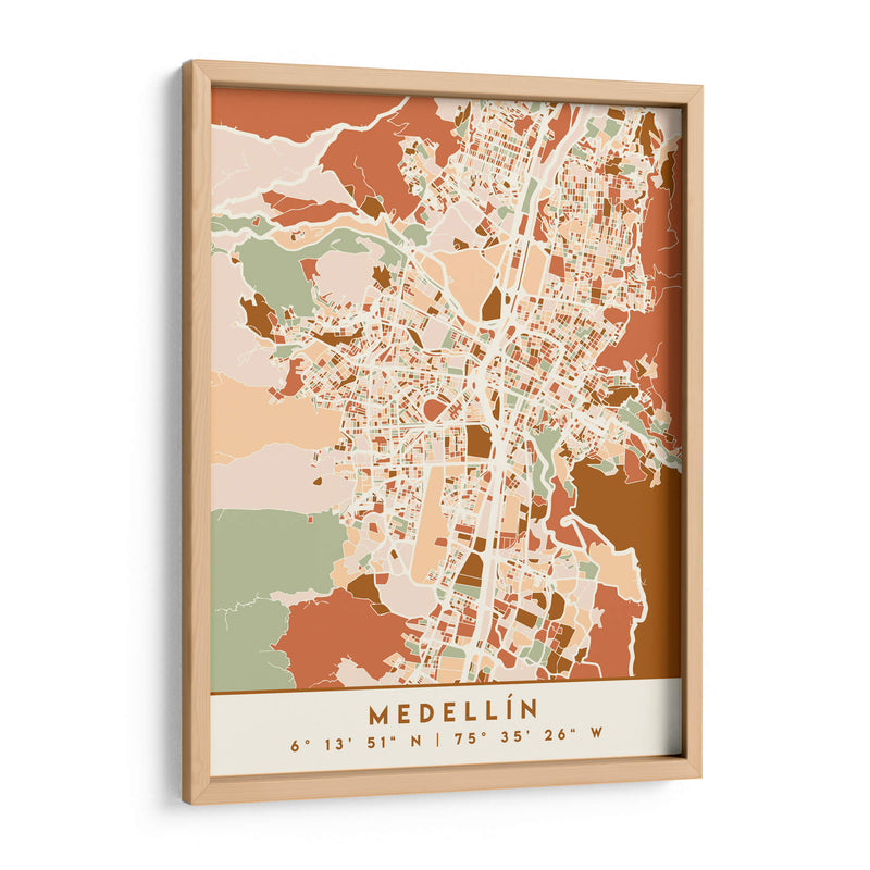 Medellin, Mapas negros Tonos tierra 49 - Emiliano Deificus | Cuadro decorativo de Canvas Lab