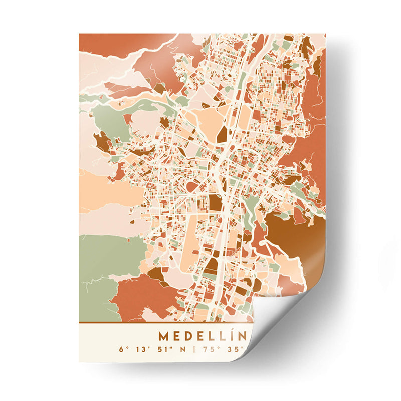 Medellin, Mapas negros Tonos tierra 49 - Emiliano Deificus | Cuadro decorativo de Canvas Lab