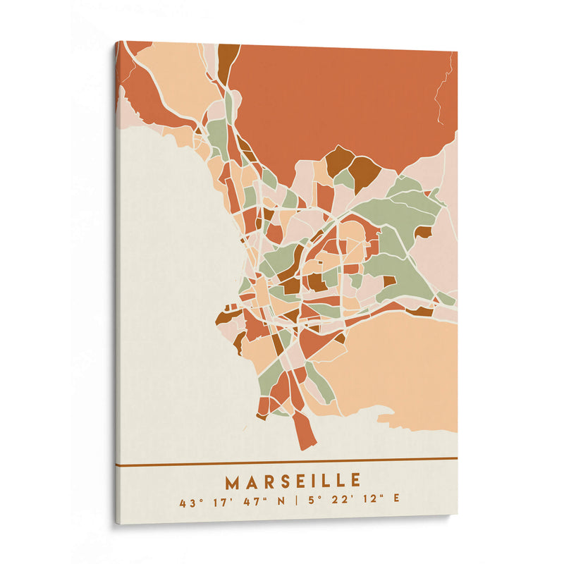 Marsella, Mapas negros Tonos tierra 48 - Emiliano Deificus | Cuadro decorativo de Canvas Lab