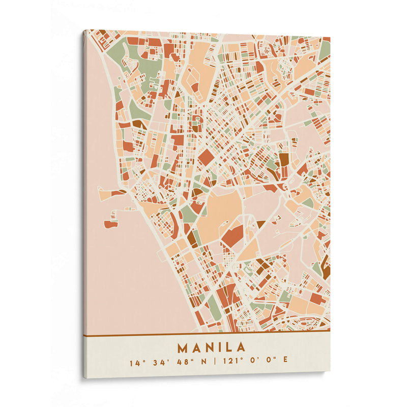 Manila, Mapas negros Tonos tierra 46 - Emiliano Deificus | Cuadro decorativo de Canvas Lab