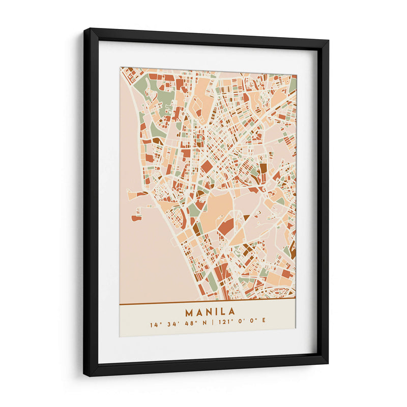 Manila, Mapas negros Tonos tierra 46 - Emiliano Deificus | Cuadro decorativo de Canvas Lab