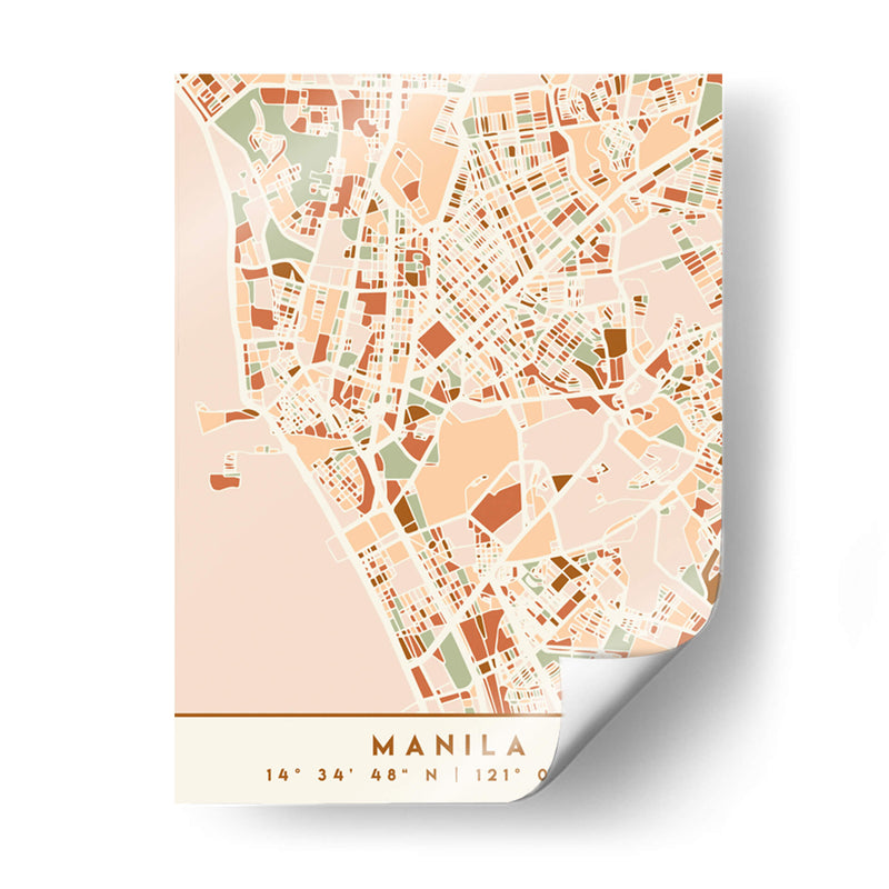 Manila, Mapas negros Tonos tierra 46 - Emiliano Deificus | Cuadro decorativo de Canvas Lab