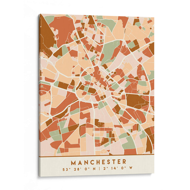 Manchester, Mapas negros Tonos tierra 45 - Emiliano Deificus | Cuadro decorativo de Canvas Lab