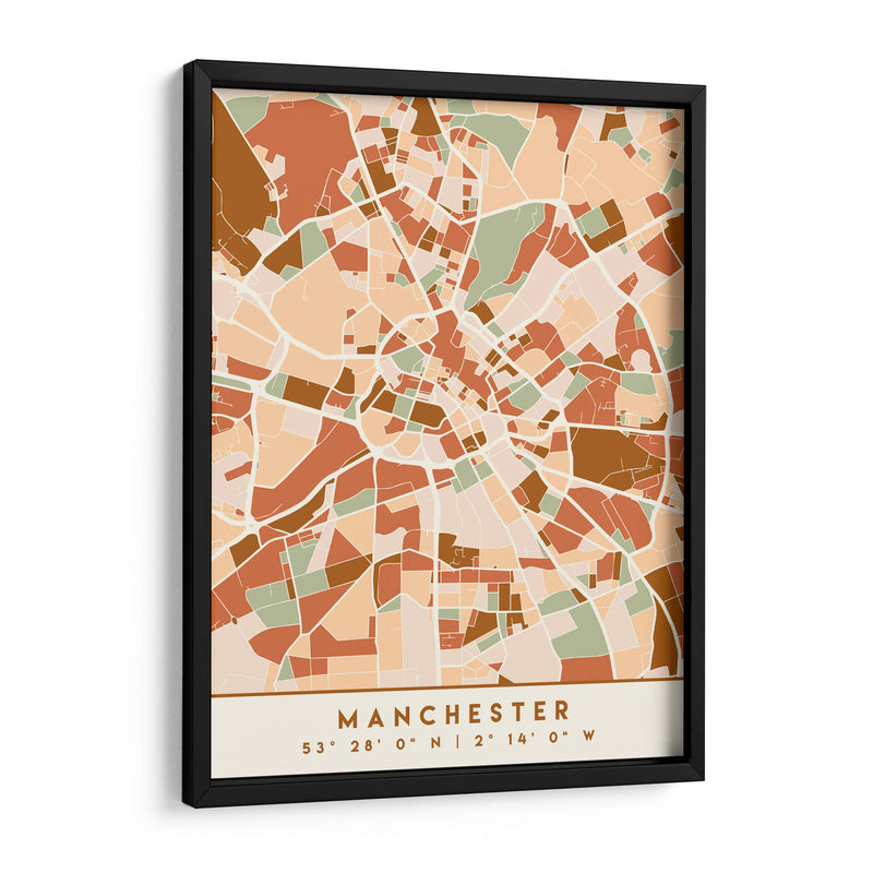 Manchester, Mapas negros Tonos tierra 45 - Emiliano Deificus | Cuadro decorativo de Canvas Lab