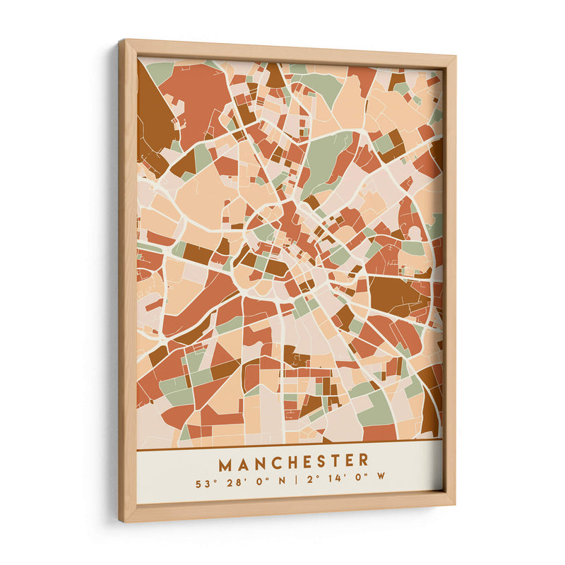 Manchester, Mapas negros Tonos tierra 45 - Emiliano Deificus | Cuadro decorativo de Canvas Lab