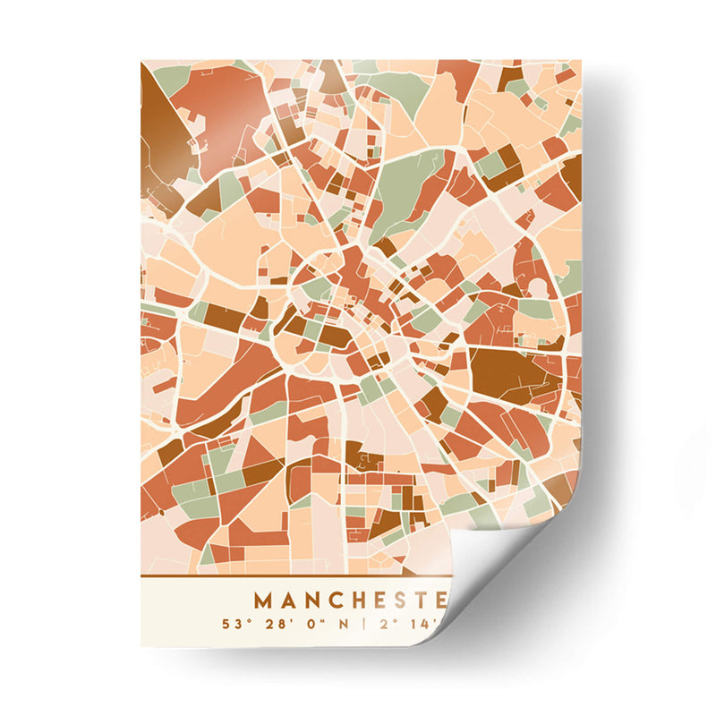 Manchester, Mapas negros Tonos tierra 45 - Emiliano Deificus | Cuadro decorativo de Canvas Lab