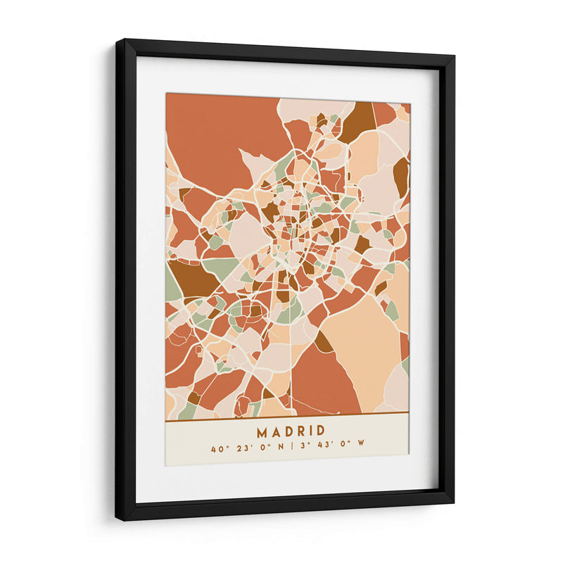 Madrid, Mapas negros Tonos tierra 44 - Emiliano Deificus | Cuadro decorativo de Canvas Lab