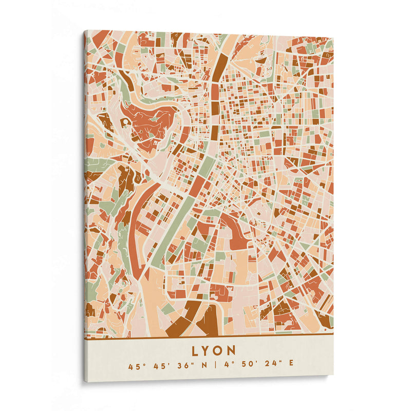 Lyon, Mapas negros Tonos tierra 43 - Emiliano Deificus | Cuadro decorativo de Canvas Lab