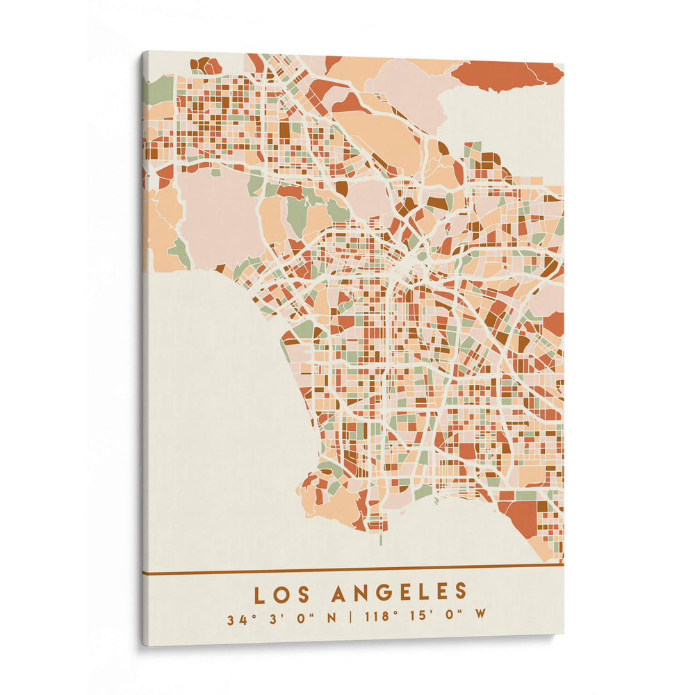 Los Angeles, Mapas negros Tonos tierra 42 - Emiliano Deificus | Cuadro decorativo de Canvas Lab